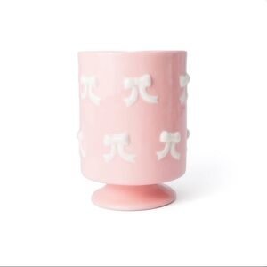 New Target Bullseye Playground Ceramic Holder Pink with White Bows